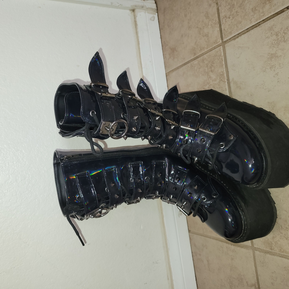 Black Platform Buckle Boots